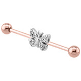 Rose Gold Butterfly Industrial/Scaffold Bar