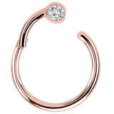 Rose Gold Clear Gem Hinged Clicker Ring