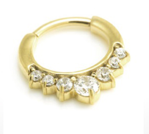 24 Karat Gold 7 Gem Clicker Ring