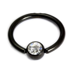Black Septum Ring With Clear Gem