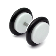 White Flat Disc - Fake Plug Style Ear Studs