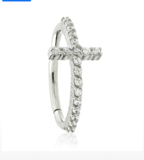 Cross Jewelled Edge Clicker Conch Ring