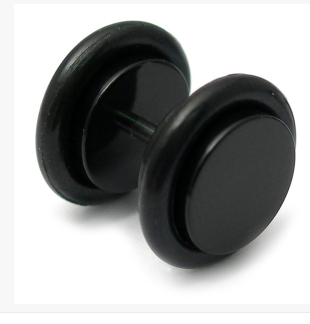 Black Flat Disc - Fake Plug Style Ear Studs