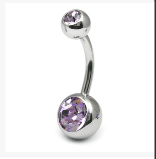 Belly Bar With Lilac Gems