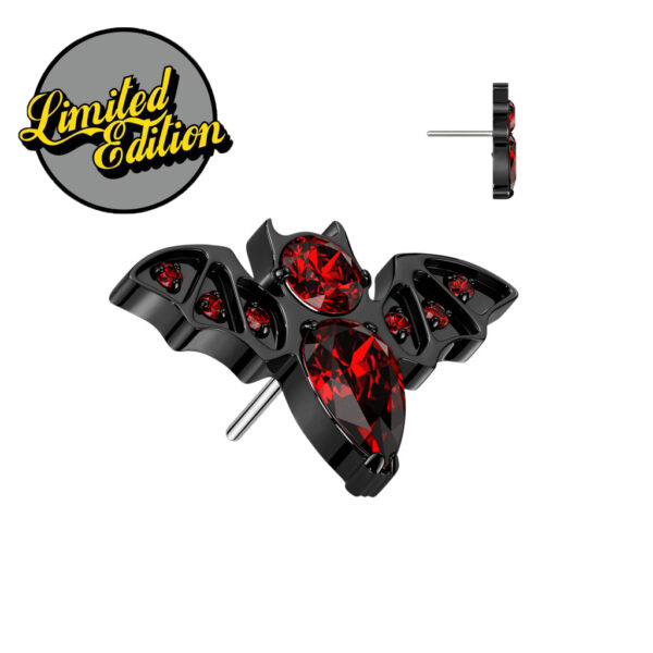 Titanium Threadless Bat With Red Gems End