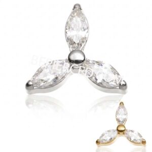 Jewelled 3 Petal Flower Attachment