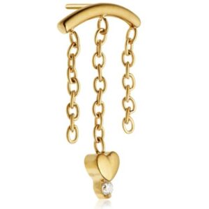Threadless Gold Hanging Chain With Heart Attachment